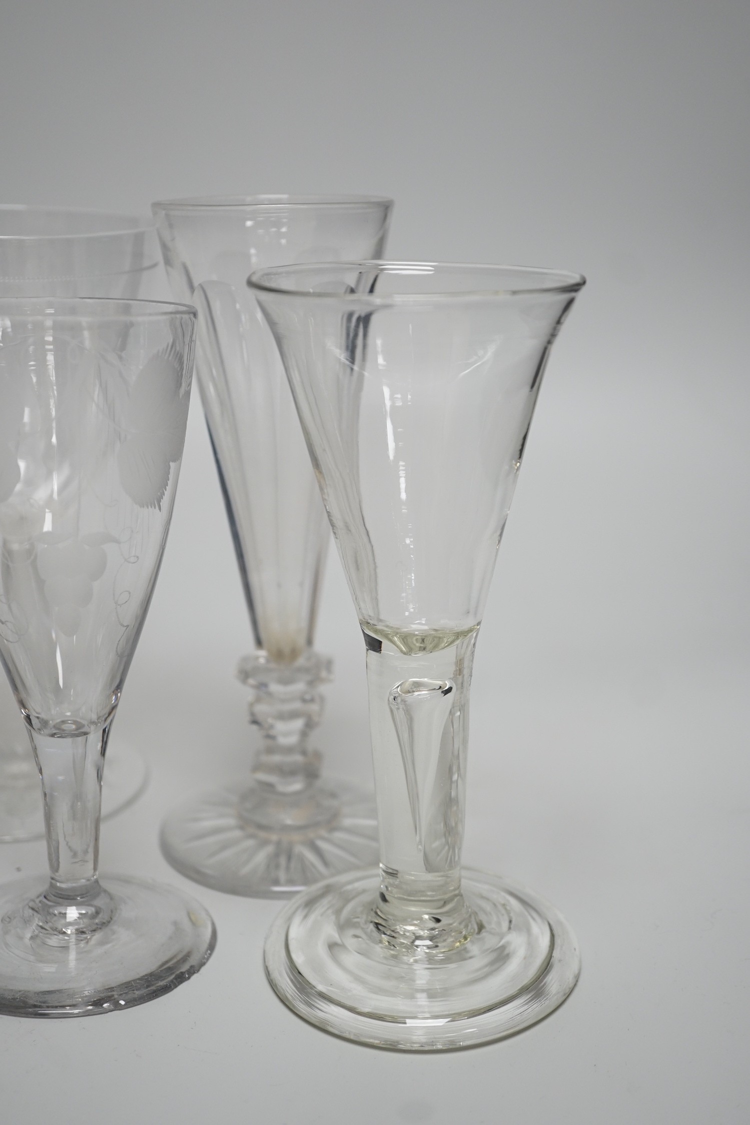 A quantity of 18th century and later glasses, tallest 18cms high